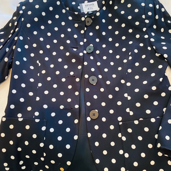 KASPER BLACK & WHITE pretty Polk o Dot Soft Jacket - Picture 7 of 10